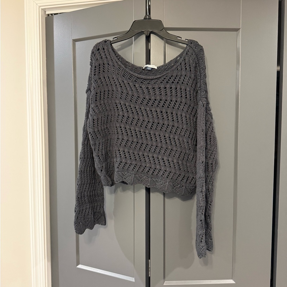 American Eagle Outfitters Charcoal Off-the-Shoulder Sweater